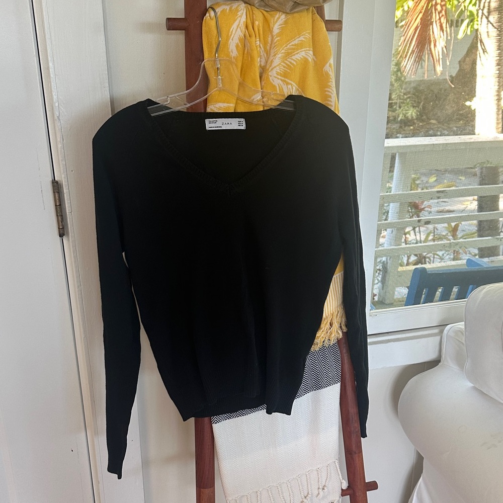 Zara Black Cotton Blend Top